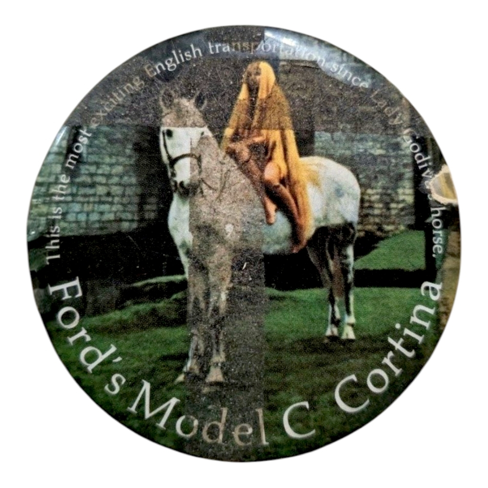 Vintage  Lady Godiva Horse "Keith Haring" buttons +political Ford Model, peace